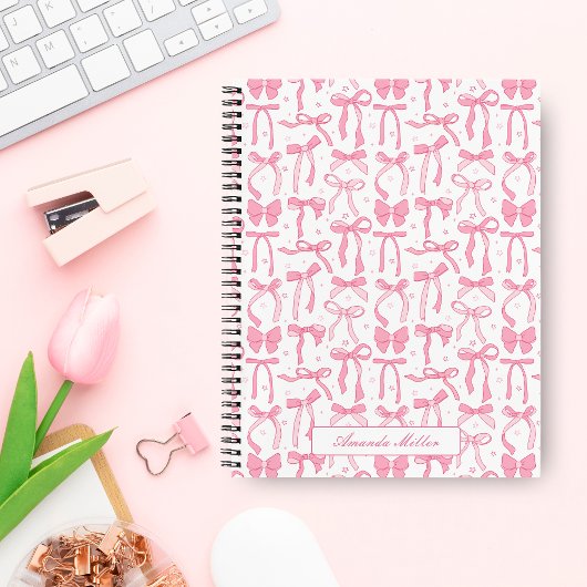 Super Cute Roze Flirterige Strik Met Persoonlijke  Notitieboek