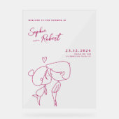 Super Cute Roze Minimalistische Trouwbegroeting Acryl Bord (Voorkant)