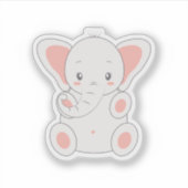 Super Cute Roze Olifant Sticker (Voorkant)