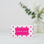Super Cute roze polka dot visitekaartjes (Staand voorkant)