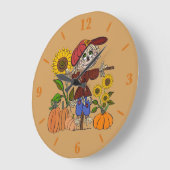 Super Cute Scarecrow Large Round Wall Art-klok Grote Klok (Hoek)