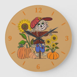 Super Cute Scarecrow Large Round Wall Art-klok  Grote Klok