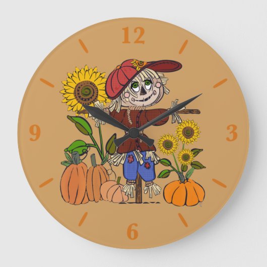 Super Cute Scarecrow Large Round Wall Art-klok Grote Klok (Voorkant)