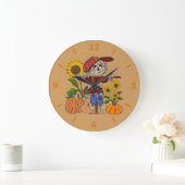 Super Cute Scarecrow Large Round Wall Art-klok Grote Klok (Huis)