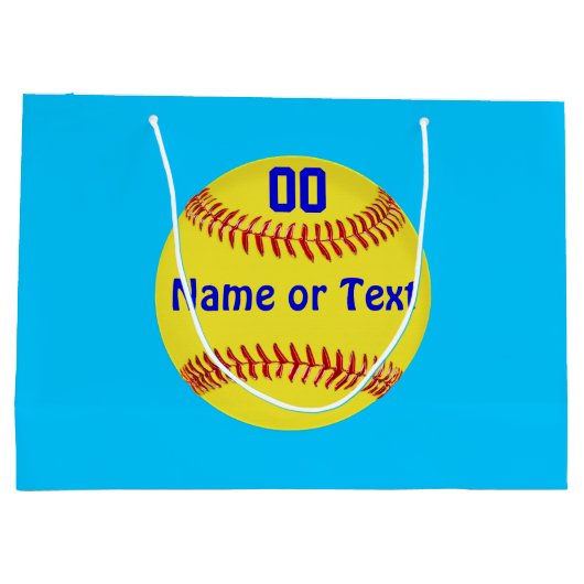 Super Cute Snowman Softball Gift Bags PERSONALIZED Groot Cadeauzakje (Achterkant)