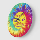 Super Cute Softball-klok Aangepast 3 tekstvak Grote Klok (Hoek)