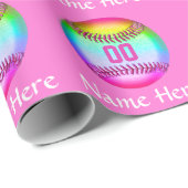 Super Cute Softball Wrapping Paper PERSONALIZED Cadeaupapier (Rol Hoek)