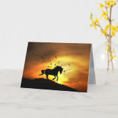 Super Cute Unicorn die op zonsopgang rondloopt Kaart (Gele Bloem)
