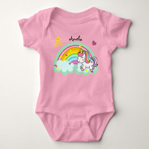 Super Cute Unicorn en Rainbow, speciaal gepersonal Romper