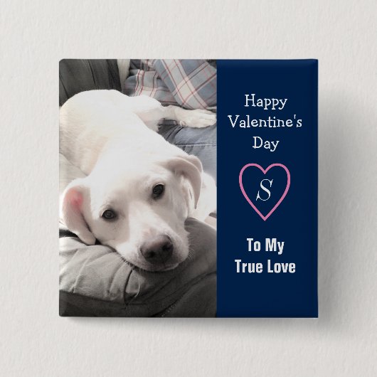 Super Cute Valentijnsdag Navy Blue Dog Vierkante Button 5,1 Cm (Voorkant)