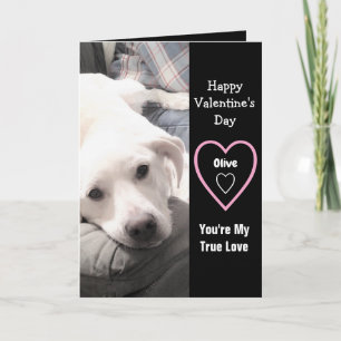 Super Cute Valentijnsdag White Puppy Dog Black Kaart