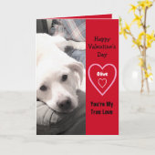 Super Cute Valentijnsdag White Puppy Dog Red Kaart (Gele Bloem)