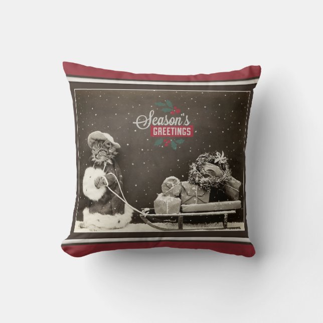 Super Cute Vintage-kerstkat Kussen (Voorkant)