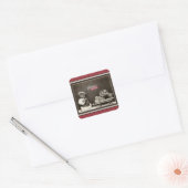 Super Cute Vintage-kerstkat Vierkante Sticker (Envelop)