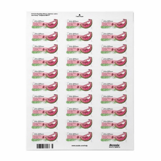 Super Cute Watermelon Return Address Label (Full Sheet)