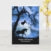 Super Cute Witch en Unicorn Halloween Kaart (Gele Bloem)