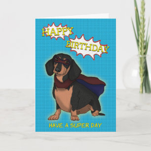 Super Dachshund Dog Birthday Card Kaart