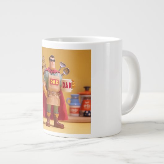 Super Dad: 3D Character Illustration of a BBQ-Lovi Grote Koffiekop (Voorkant rechts)