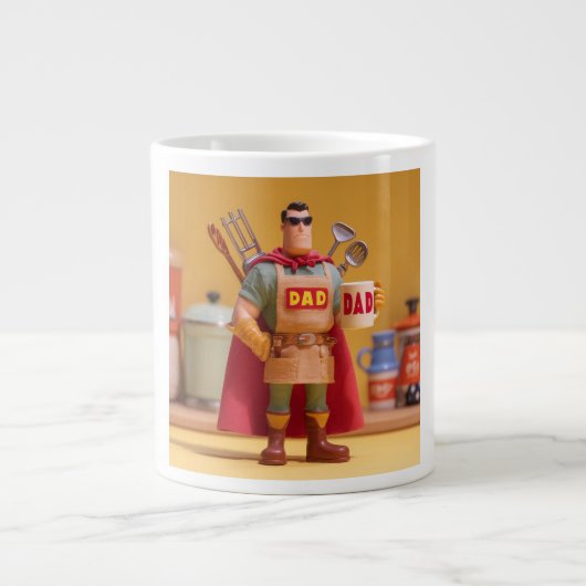 Super Dad: 3D Character Illustration of a BBQ-Lovi Grote Koffiekop (Voorkant)
