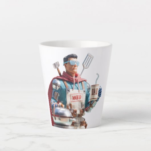 Super Dad: 3D Character Illustration of a BBQ-Lovi Latte Mok (Voorkant)