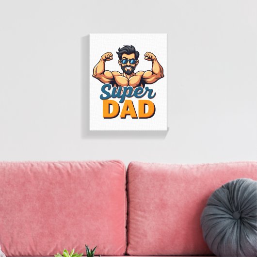 Super Dad Canvas - Bold Funny Wall Art Afdruk (Insitu (Woonkamer))