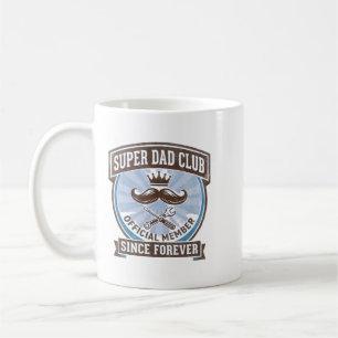 Super Dad Club Vintage Blauwe Snor Embleem Koffiemok