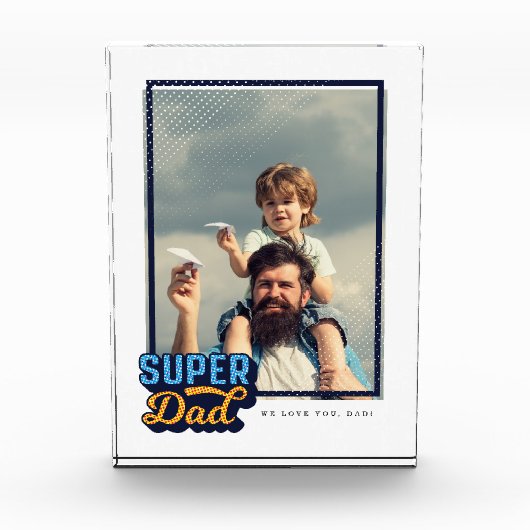 Super Dad Comic Book Photo Gift for Dad Keepomwill Fotoblokken (Voorkant)