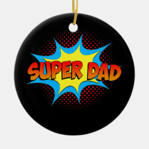 Super Dad Family Matching Superheld Comics Set Keramisch Ornament