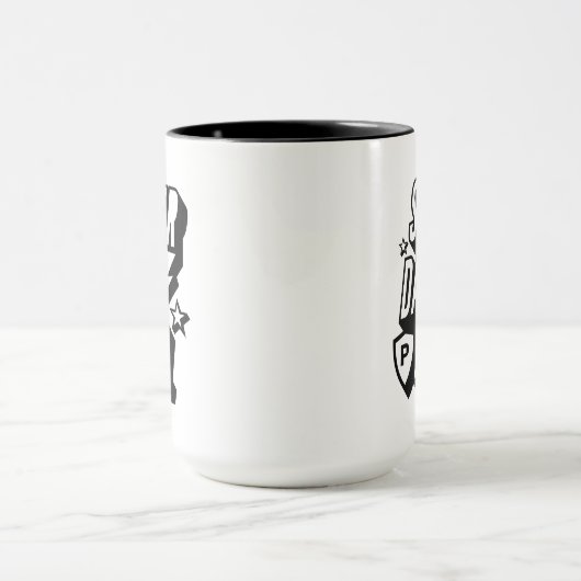 Super Dad Fuel Superheld Fun Comic Monogram Black Mok (Midden)