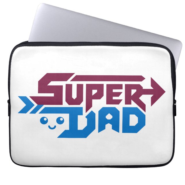 Super Dad Gamer Gift – Cute Retro Laptop Sleeve (Voorkant)