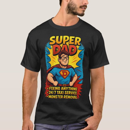 Super Dad Gift - Vaderdag Superhero Comic T-shirt (Voorkant)
