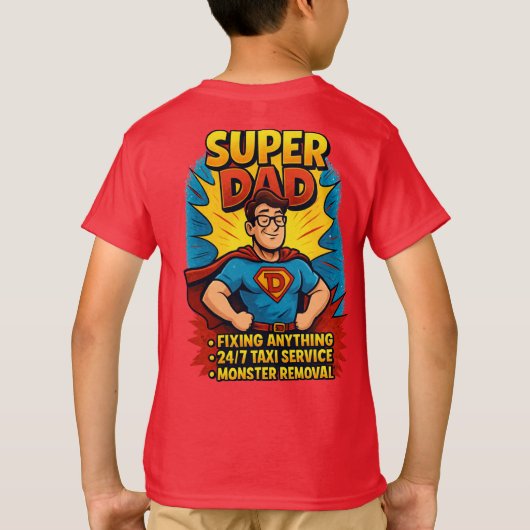 Super Dad Gift - Vaderdag Superhero Comic T-shirt (Achterkant)