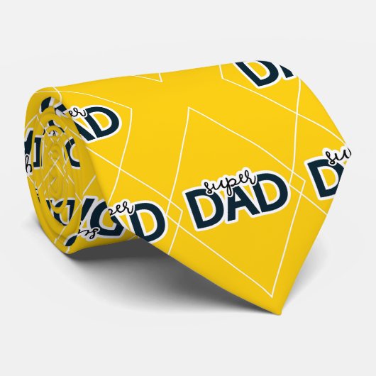 Super Dad Gift voor Vader Geel Stropdas (Opgerold)