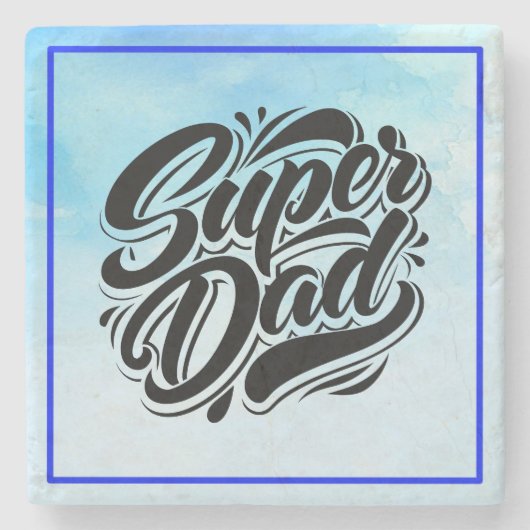 Super Dad Held Typography Ontwerp-67888 Stenen Onderzetter (Voorkant)