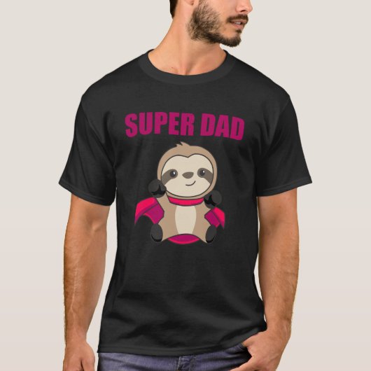 Super Dad Hero Funny Sloth Dad T-shirt (Voorkant)