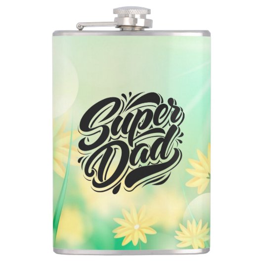 Super Dad Hero Typografie Design-67888 Heupfles (Voorkant)