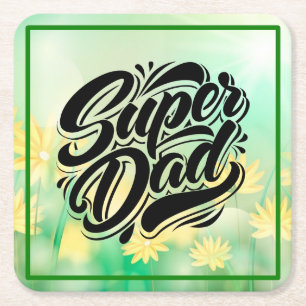 Super Dad Hero Typografie Ontwerp-67888 Kartonnen Onderzetters