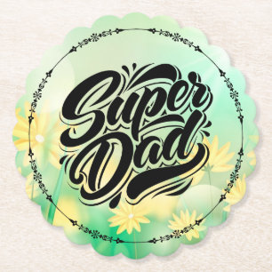 Super Dad Hero Typografie Ontwerp-67888 Kartonnen Onderzetters
