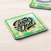 Super Dad Hero Typography Design-67888 Bier Onderzetter (Linkerzijde)