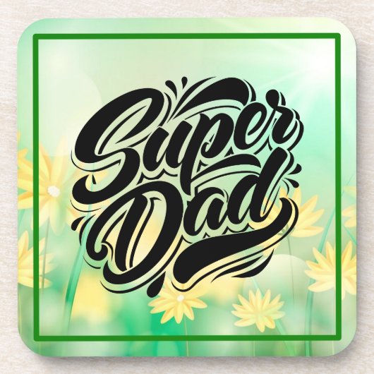 Super Dad Hero Typography Design-67888 Bier Onderzetter (Voorkant)
