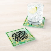 Super Dad Hero Typography Design-67888 Glazen Onderzetter (Schuin)