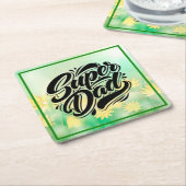 Super Dad Hero Typography Design-67888 Kartonnen Onderzetters (Schuin)