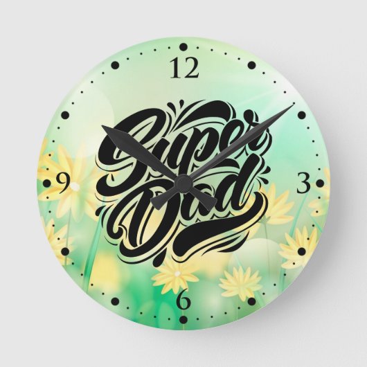 Super Dad Hero Typography Design-67888 Ronde Klok (Voorkant)