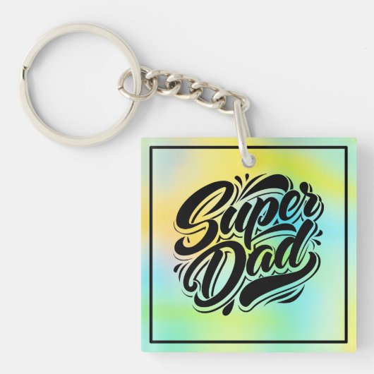 Super Dad Hero Typography Design-67888 Sleutelhanger (voorkant)