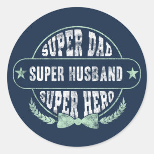 Super Dad Husband Hero Fathers Day Ronde Sticker