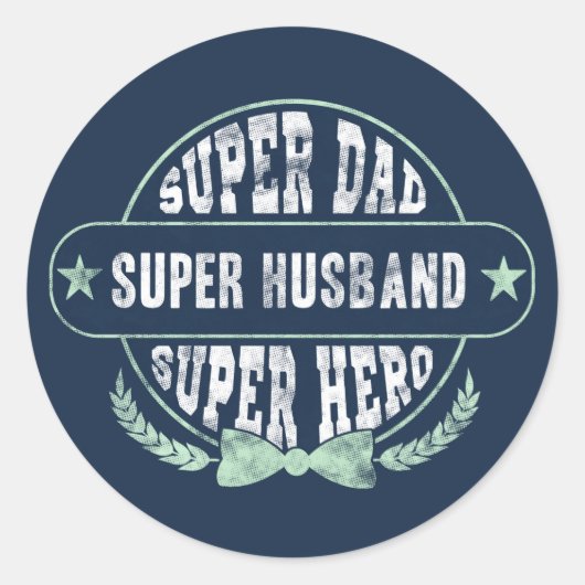 Super Dad Husband Hero Fathers Day Ronde Sticker (Voorkant)