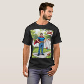 Super Dad in Actie - Comic Style Hero T-shirt (Voorkant volledig)
