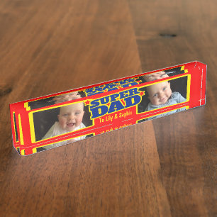 Super dad kinder naam en fotobureau plaque naambordje