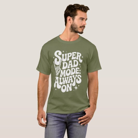 Super Dad Mode: Altijd op Retro Skeleton Hand T-sh T-shirt (Voorkant volledig)