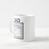 Super Dad Nutritional Label Koffiemok (Voorkant links)